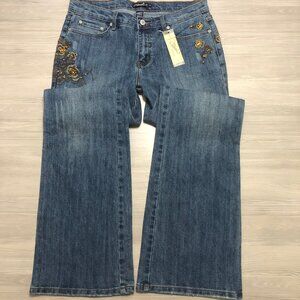 Clash Jeans USA Co Embroidered Faux Rhinestone Bootcut Blue Womens Jr Size 13